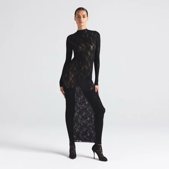 Skims Knit Lace Turtleneck Long Maxi Dress NWT - Picture 8 of 8